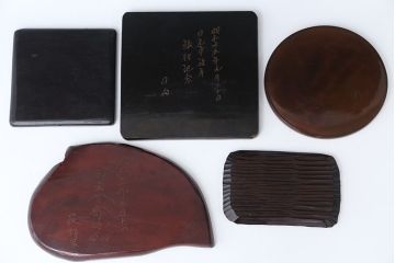 アンティーク雑貨　古民具・骨董　古い木製彫刻お盆　5枚(菓子器)