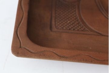 アンティーク雑貨　古民具・骨董　古い木製彫刻お盆　3枚(菓子器)