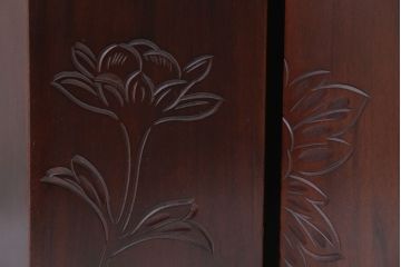 アンティーク雑貨　伝統工芸・日光彫ごみ箱　2点セット(木製)
