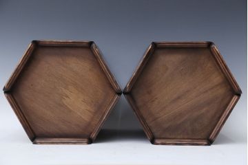 アンティーク雑貨　伝統工芸・日光彫ごみ箱　2点セット(木製)