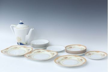 アンティーク雑貨　アンティーク　戦前!古い東洋陶器ティーポット・深川お皿など15点