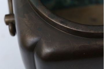 アンティーク雑貨　古民具・骨董　古銅!象嵌の見事な火鉢　1対(手焙り)