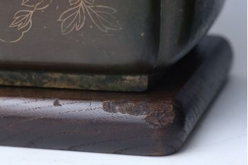 アンティーク雑貨　古民具・骨董　古銅!象嵌の見事な火鉢　1対(手焙り)