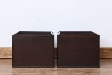 アンティーク雑貨　古民具・骨董　古い唐木角火鉢　一対(手焙り)