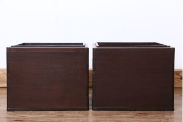 アンティーク雑貨　古民具・骨董　古い唐木角火鉢　一対(手焙り)