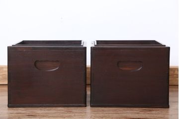 アンティーク雑貨　古民具・骨董　古い唐木角火鉢　一対(手焙り)