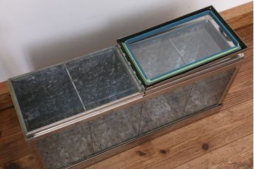 レトロ家具　昭和レトロ　古い商店のブリキガラスケース