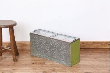 レトロ家具　昭和レトロ　古い商店のブリキガラスケース