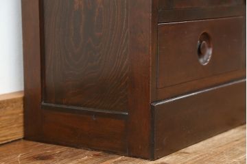 アンティーク家具　素敵なデザイン!古い木のシックなアンティーク本箱(収納棚)