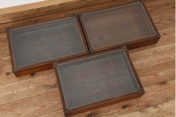 アンティーク雑貨　アンティーク　古い駄菓子屋の小さなガラスケース　3個セット(菓子箱)
