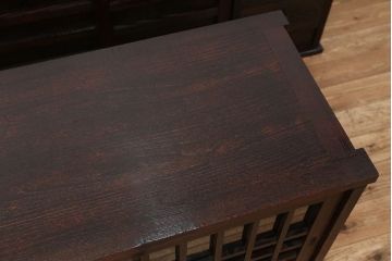 アンティーク雑貨　中古　高級栗材!浮造り(うづくり)仕上げ　民芸茶箪笥(食器棚、水屋箪笥)