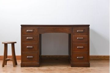 アンティーク家具　アンティーク　古いナラ材の組み立て式両袖机