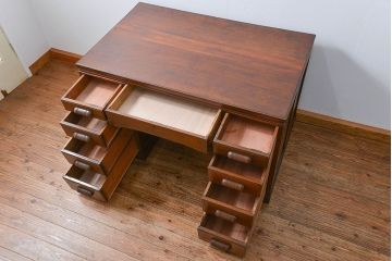 アンティーク家具　アンティーク　古いナラ材の組み立て式両袖机