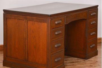 アンティーク家具　アンティーク　古いナラ材の組み立て式両袖机