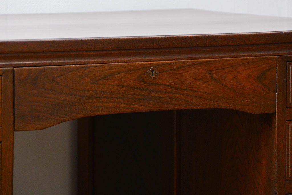 アンティーク家具　アンティーク　古いナラ材の組み立て式両袖机