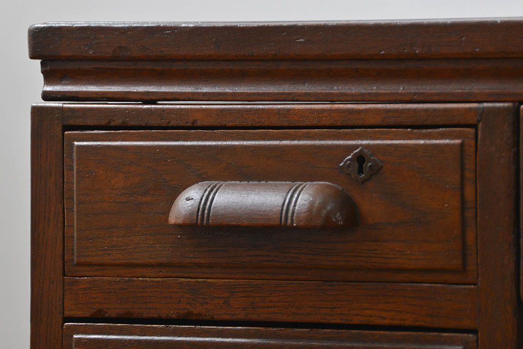 アンティーク家具　アンティーク　古いナラ材の組み立て式両袖机