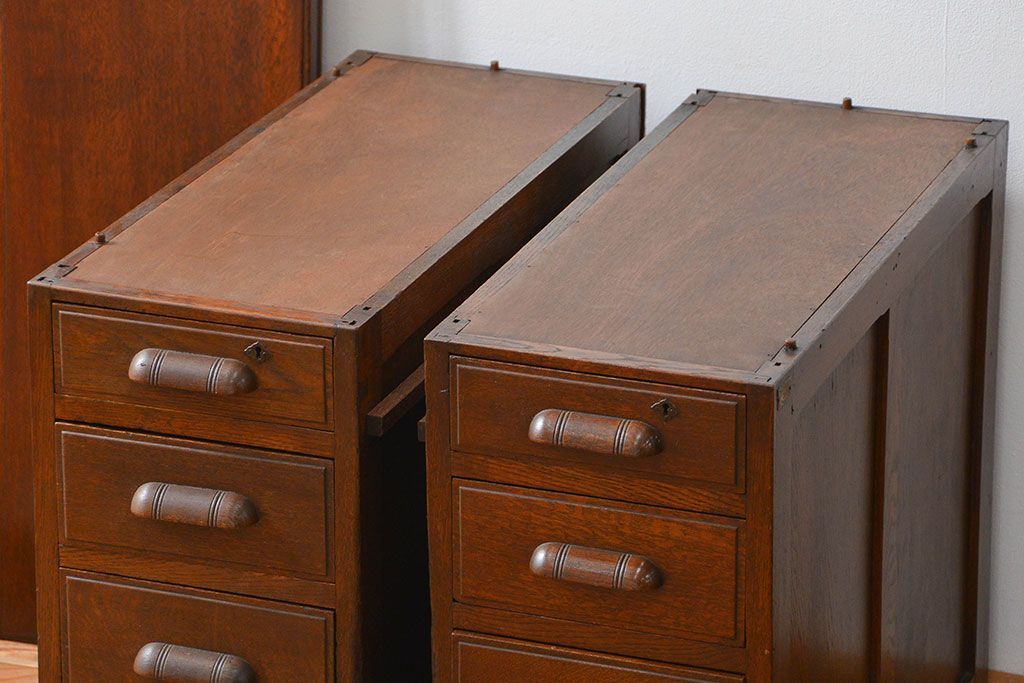 アンティーク家具　アンティーク　古いナラ材の組み立て式両袖机