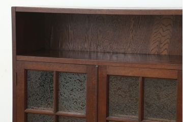 アンティーク家具　アンティーク 高級品!古い洋館の結霜ガラスナラ材本箱