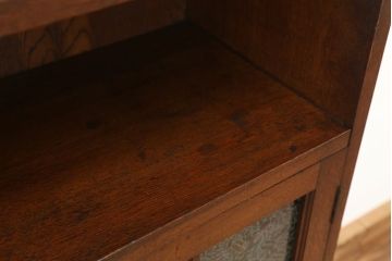 アンティーク家具　アンティーク 高級品!古い洋館の結霜ガラスナラ材本箱