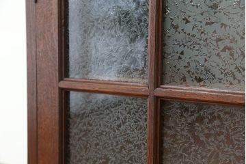 アンティーク家具　アンティーク 高級品!古い洋館の結霜ガラスナラ材本箱
