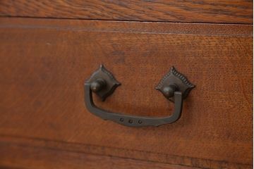 アンティーク家具　アンティーク 高級品!古い洋館の結霜ガラスナラ材本箱