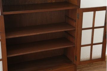 アンティーク家具　アンティーク 高級品!古い洋館の結霜ガラスナラ材本箱