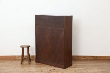 アンティーク家具　アンティーク 高級品!古い洋館の結霜ガラスナラ材本箱