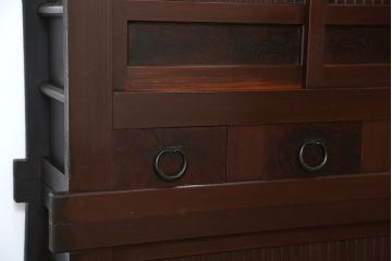 アンティーク家具　古民具・骨董　使い込まれた美しい水屋箪笥(食器棚、収納棚)