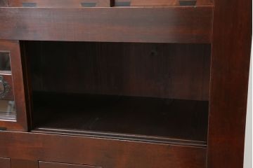 アンティーク家具　古民具・骨董　味わい深い二段重ね四尺水屋箪笥(食器棚、収納棚)