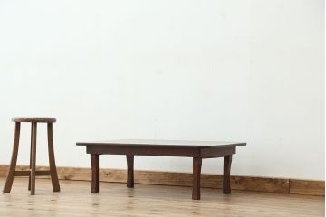 アンティーク家具　アンティーク　古い栓材のシンプルな折り畳み角ちゃぶ台(テーブル)