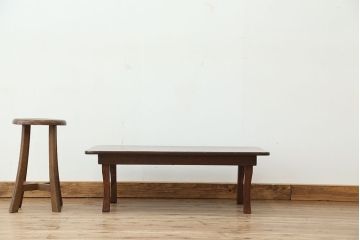アンティーク家具　アンティーク　古い栓材のシンプルな折り畳み角ちゃぶ台(テーブル)