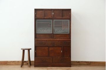アンティーク家具　古民具・骨董　前面ケヤキ!杢目がキレイな茶箪笥