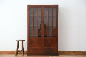 アンティーク家具　アンティーク　古いナラ材の上品で落ちついたデザインの本棚
