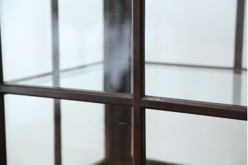 アンティーク家具　アンティーク　珍しいデザイン!鉄脚の格子引き戸ガラスケース(ショーケース)