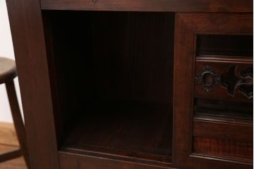 アンティーク家具　古民具・骨董　飾り棚付き三尺水屋箪笥(茶棚、食器棚、収納棚)
