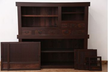 アンティーク家具　古民具・骨董　重厚!シックな六尺水屋箪笥(食器棚)