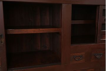 アンティーク家具　古民具・骨董　重厚!シックな六尺水屋箪笥(食器棚)