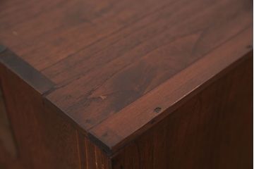 アンティーク家具　アンティーク　古い木の銀モールガラスローボード(収納棚)
