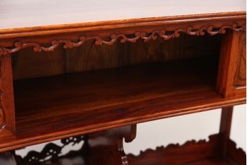 アンティーク家具　現代物　特別注文造り　総ケヤキ玉杢ウルシ塗り飾り棚(茶棚)