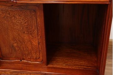 アンティーク家具　現代物　特別注文造り　総ケヤキ玉杢ウルシ塗り飾り棚(茶棚)