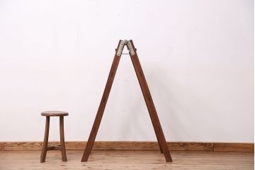 アンティーク雑貨　アンティーク　美品!古いナラ材の脚立(ウッドラダー、ステップ)
