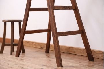 アンティーク雑貨　アンティーク　美品!古いナラ材の脚立(ウッドラダー、ステップ)