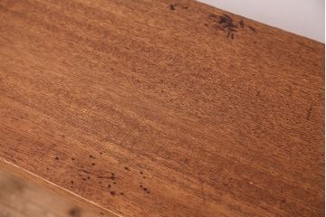 アンティーク家具　☆天板一枚板!古い木の鉄脚長イス(1)(ベンチ・長椅子)