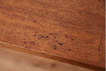 アンティーク家具　☆天板一枚板!古い木の鉄脚長イス(1)(ベンチ・長椅子)
