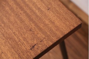 アンティーク家具　☆天板一枚板!古い木の鉄脚長イス(1)(ベンチ・長椅子)