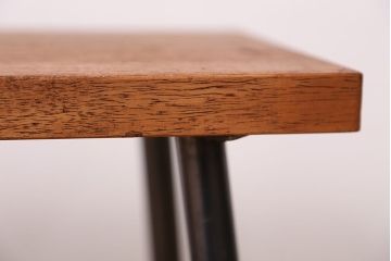アンティーク家具　☆天板一枚板!古い木の鉄脚長イス(1)(ベンチ・長椅子)