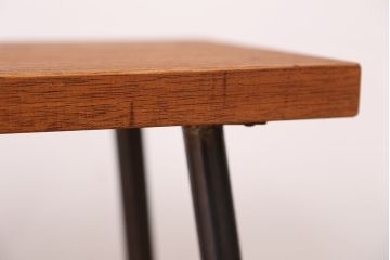 アンティーク家具　☆天板一枚板!古い木の鉄脚長イス(3)(ベンチ・長椅子)