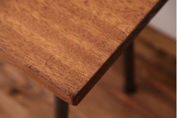 アンティーク家具　☆天板一枚板!古い木の鉄脚長イス(4)(ベンチ・長椅子)