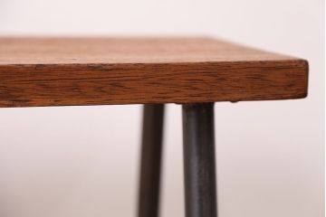 アンティーク家具　☆天板一枚板!古い木の鉄脚長イス(4)(ベンチ・長椅子)
