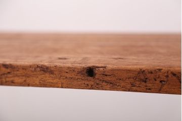 アンティーク家具　☆天板一枚板!古い木の鉄脚長イス(4)(ベンチ・長椅子)
